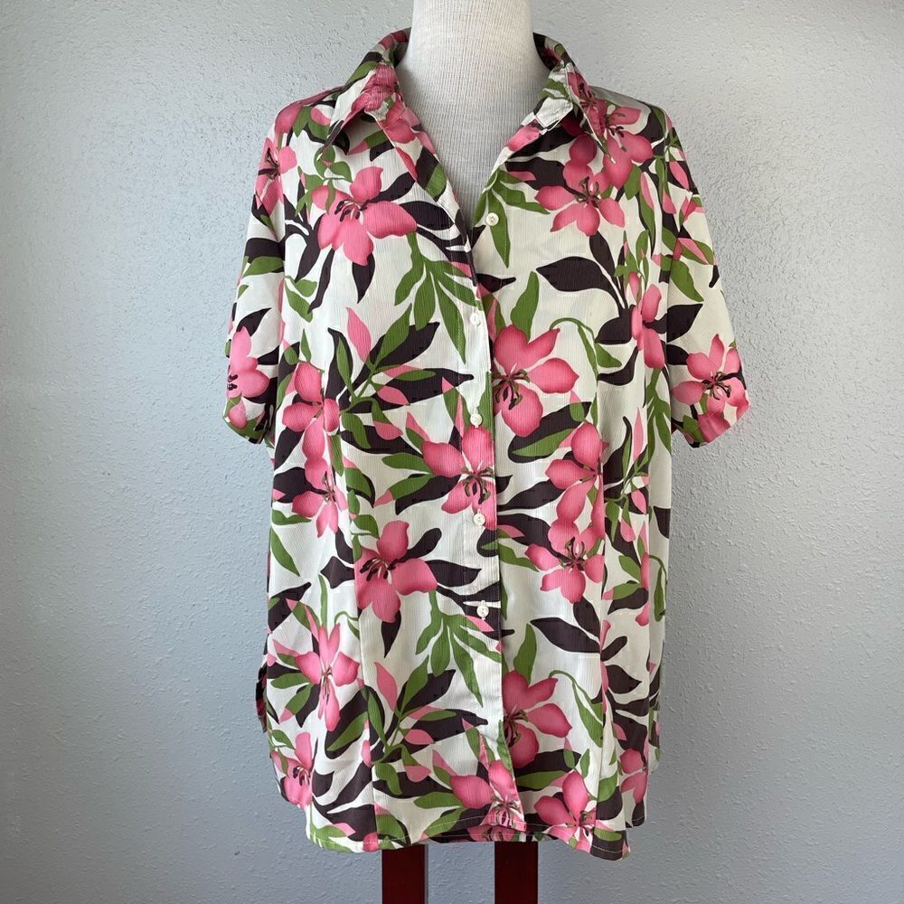 Covington Two Piece Matching Button Down Shirt & Matching Tank Top Size 20-22